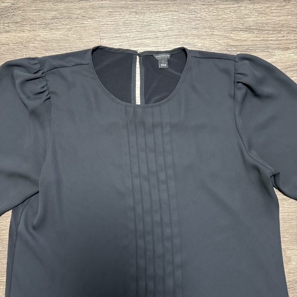 Ann Taylor Women’s Black Pleated Front Blouse, Size Small - Picture 2 of 8